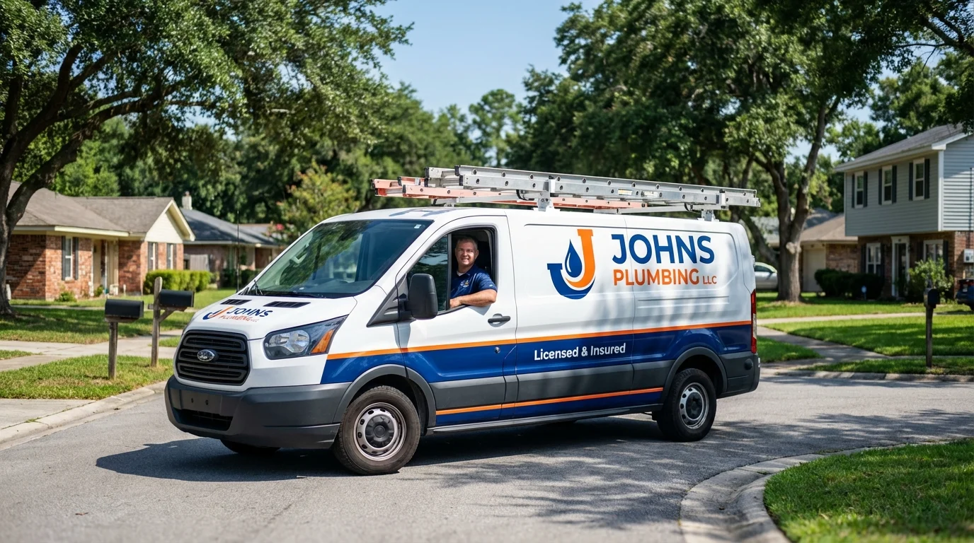 Johns Plumbing LLC service van in Mount Ida, AR